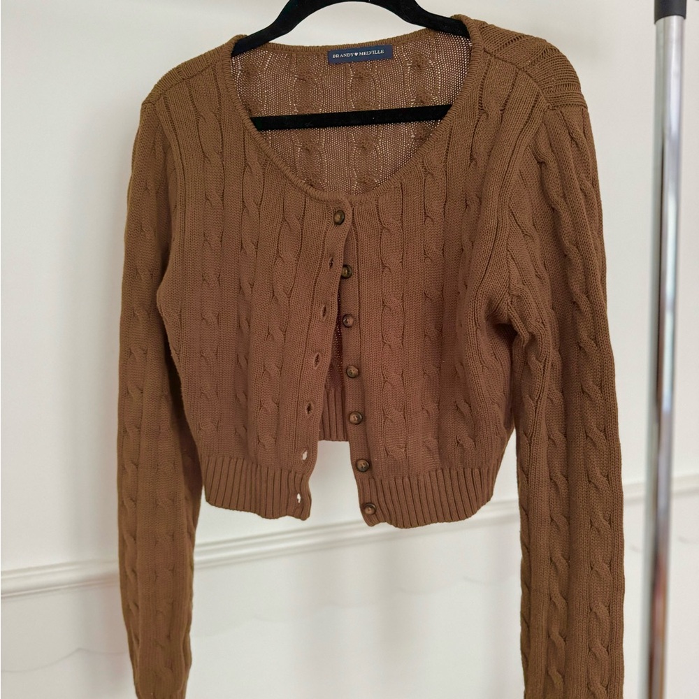 Brandy Melville brown knit cable sweater